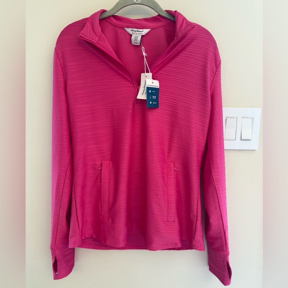 Tommy Bahama Women’s Pink Golf Tennis Quarter Zip Pullover Medium NWT
